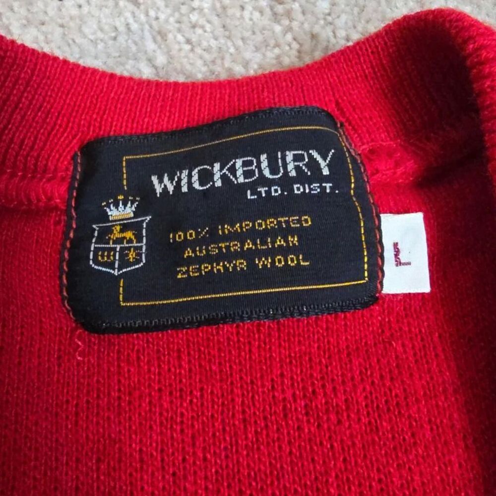 Vintage Wickbury Men’s Red Wool Sweater Vest Size L - Picture 6 of 10